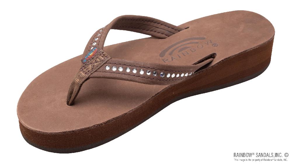 rainbow sandals Four Layer Leather Wedge - 3/4" Strap with Swarovski® Crystals