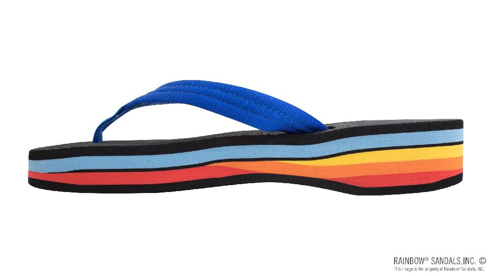Rainbow Sandals Four Layer Wedge Soft Rubber Top With EVA Filled 3/4" Nylon Strap