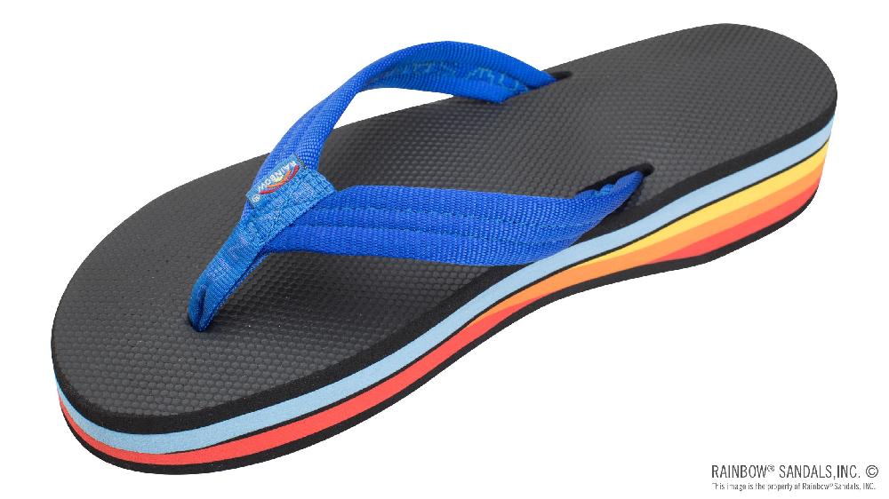 rainbow sandals Four Layer Wedge Soft Rubber Top with EVA Filled 3/4" Nylon Strap