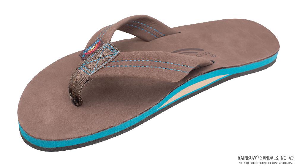 rainbow sandals Premier Blues - Single Layer Premier Leather with Blue Midsole 1" Strap
