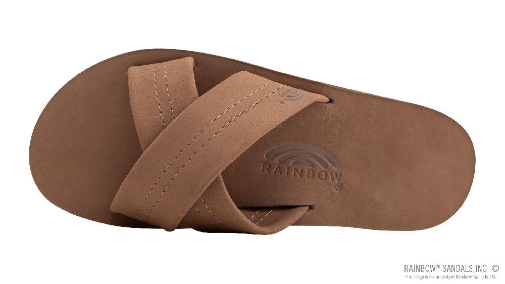 Rainbow Sandals Premier Leather Double Layer Arch Cross Strap Rolled Stitch