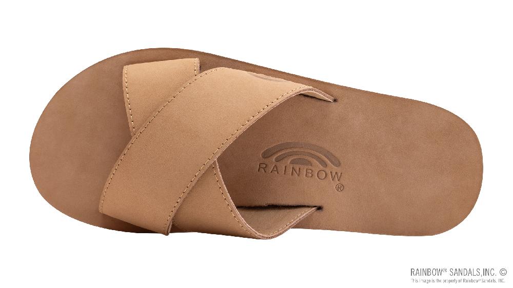 rainbow Sandals Premier Leather Single Layer Arch Cross Strap Flat Stitch