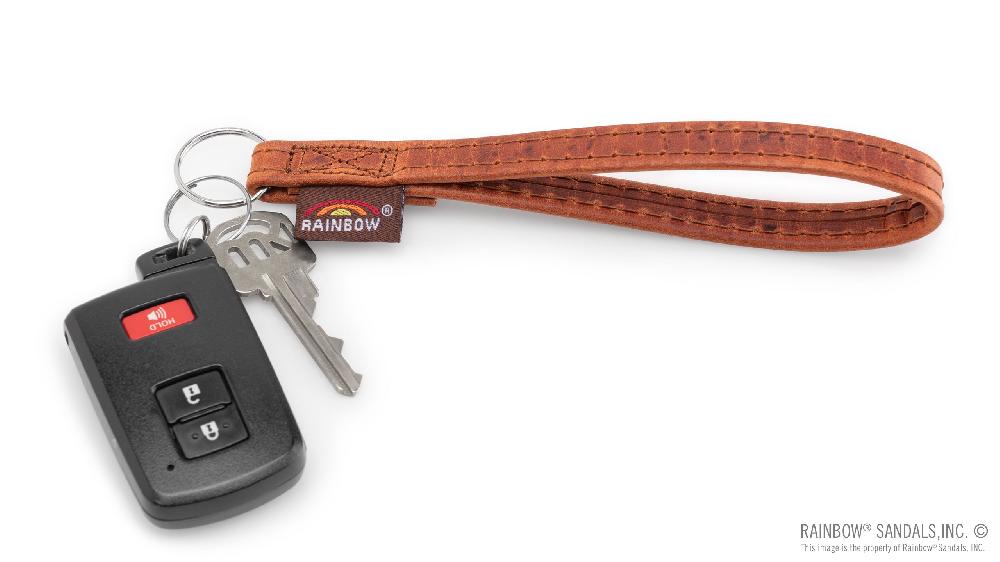 Rainbow Sandals Leather Keychain Loop - Rust