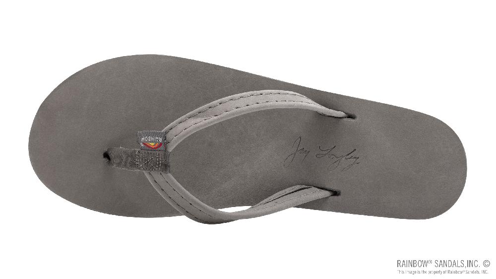 Rainbow Sandals Signature Series - Women's Single Layer Premier Grey Leather Lt. Blue Midsole 1/2" Narrow Strap