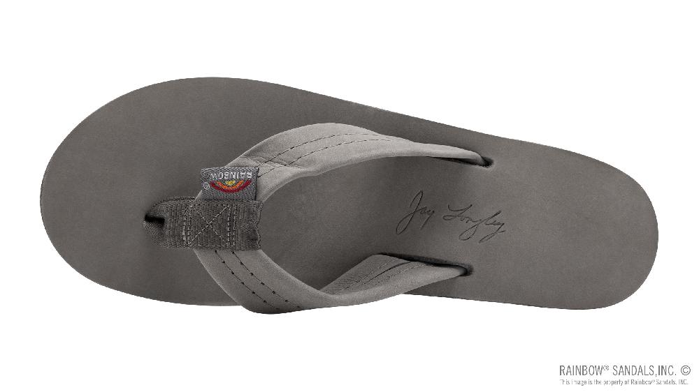 Rainbow Sandals Signature Series - Women's Single Layer Premier Grey Leather Lt. Blue Midsole 1" Wide Strap