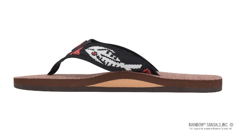 Rainbow Sandals Single Layer Hemp With A 1" Nylon Fish Pattern Strap