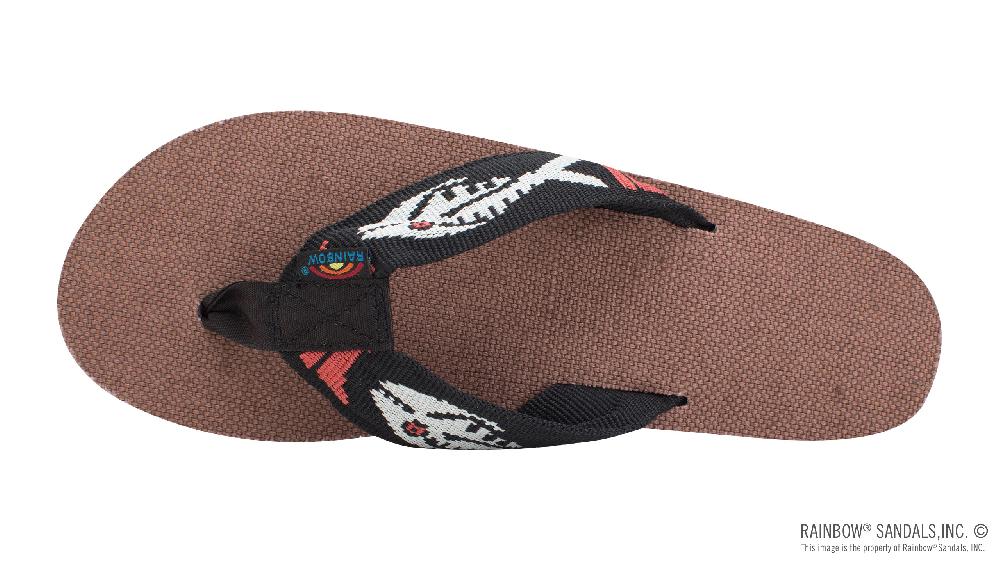 Rainbow Sandals Single Layer Hemp With A 1" Nylon Fish Pattern Strap