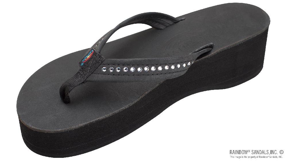 rainbow sandals Six Layer Leather Wedge - 3/4" Strap with Swarovski® Crystals