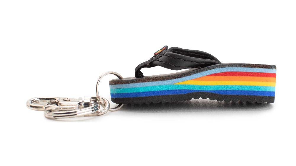 rainbow sandals Six Layer Rainbow Wedge Key Chain Classic Black Leather