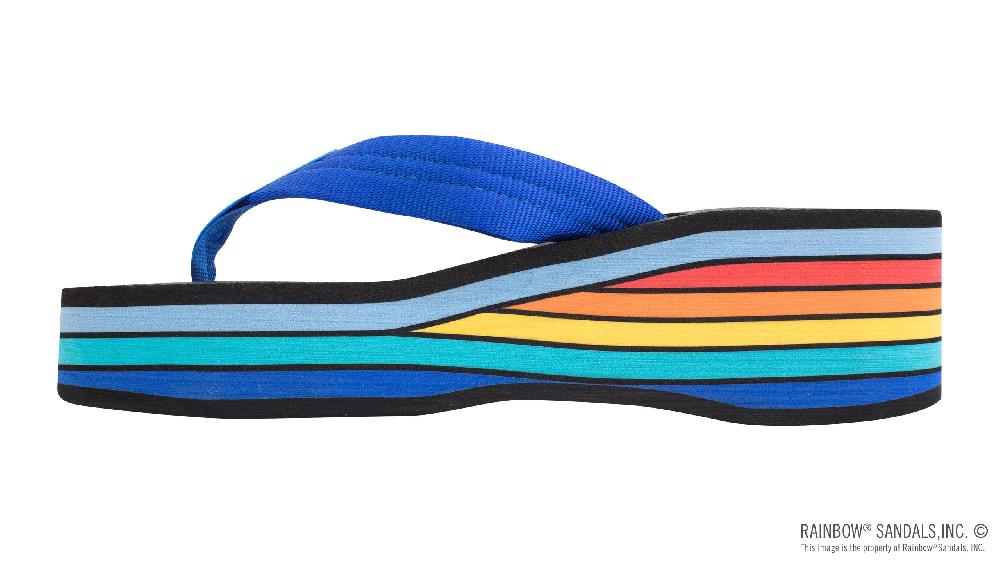 Rainbow Sandals Six Layer Wedge Soft Rubber Top With EVA Filled 1" Nylon Strap