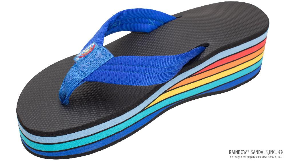 rainbow sandals Six Layer Wedge Soft Rubber Top with EVA Filled 1" Nylon Strap