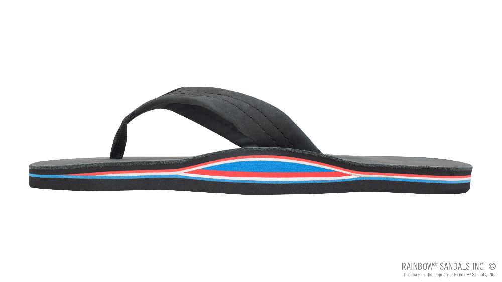 Rainbow Sandals The Americana - Men's Single Layer Premier Leather Red White & Blue Mid Sole