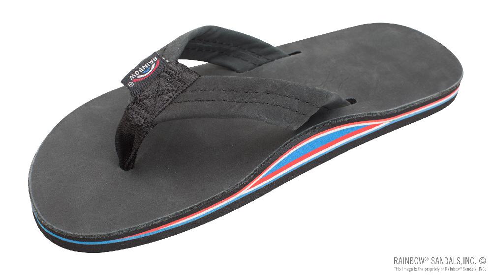 rainbow sandals The Americana - Men's Single layer Premier Leather Red White & Blue Mid Sole