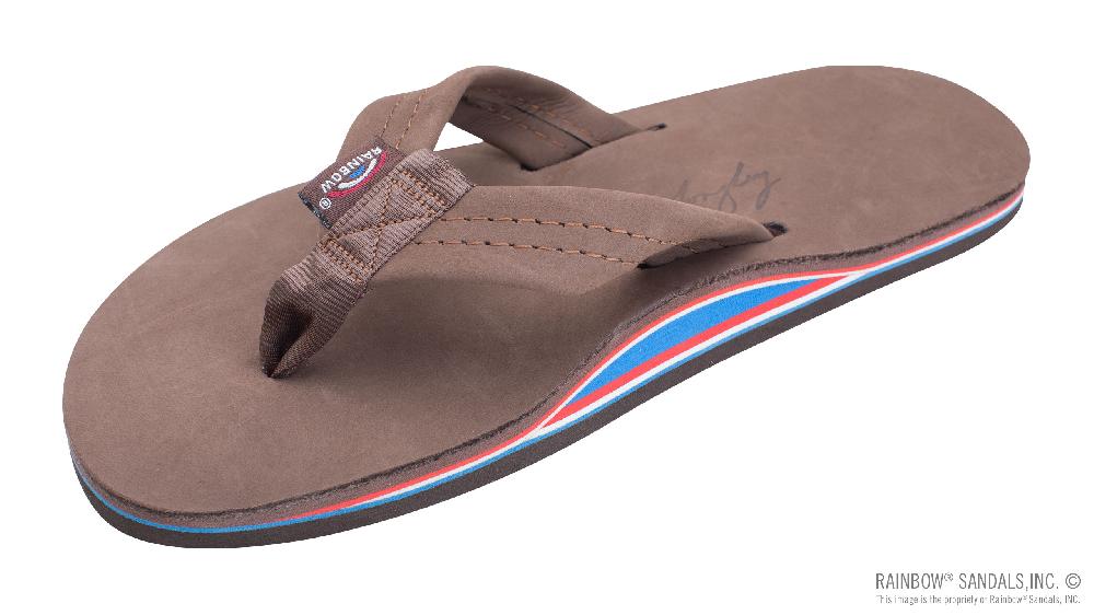 rainbow sandals The Americana -Men's Single layer Premier Leather Red White & Blue Mid Sole