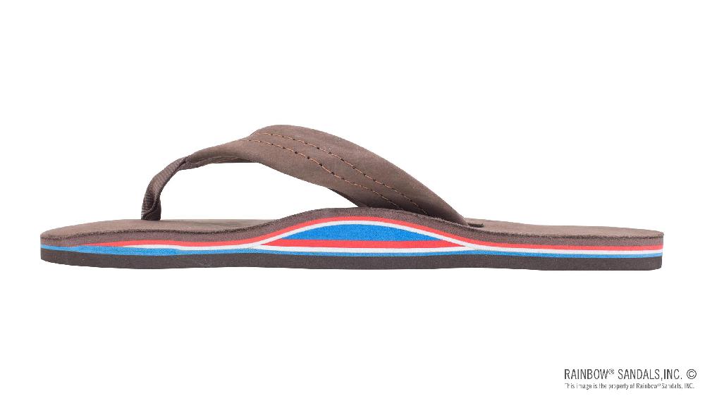 Rainbow Sandals The Americana- Women's Single Layer EXpresso-Red White Blue Mid Sole