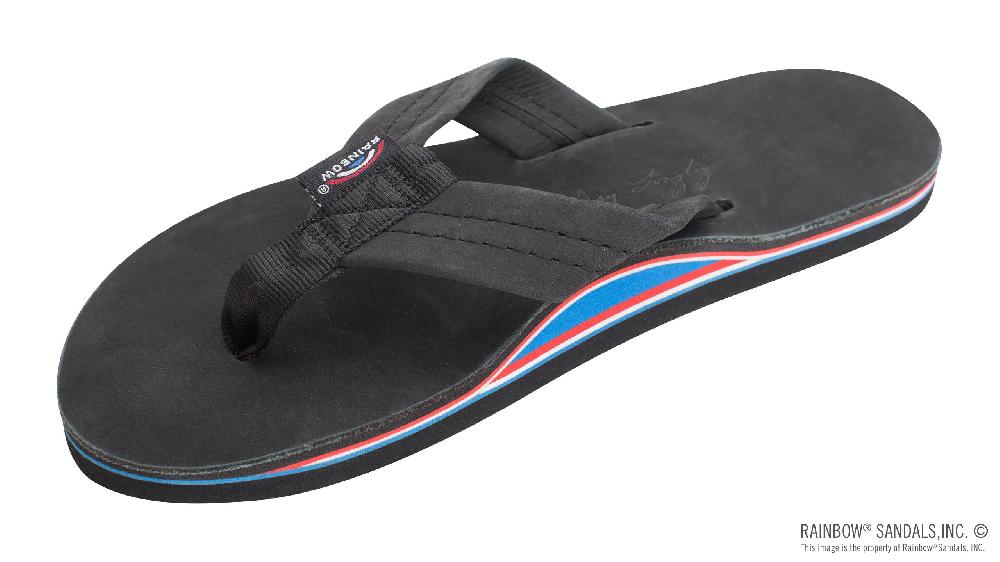 rainbow sandals The Americana - Women's Single layer Premier Leather Red White & Blue Mid Sole with a 1" Strap
