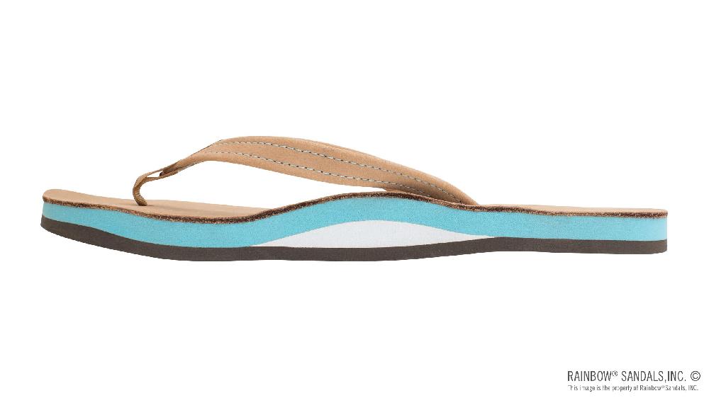 Rainbow Sandals The Tropics - Single Layer Premier Leather With Colorful Mid Sole And A 1/2" Narrow Strap