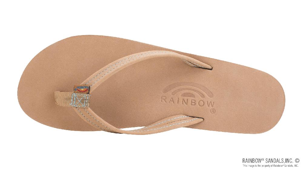Rainbow Sandals The Tropics - Single Layer Premier Leather With Colorful Mid Sole And A 1/2" Narrow Strap