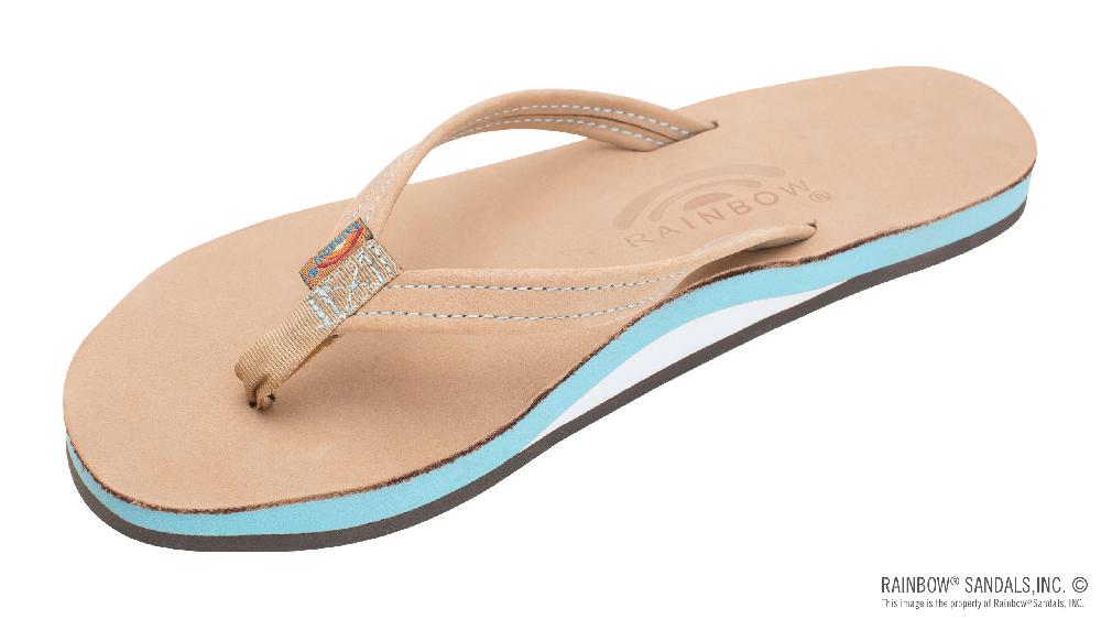 rainbow sandals The Tropics - Single Layer Premier Leather with Colorful Mid Sole and a 1/2" Narrow Strap