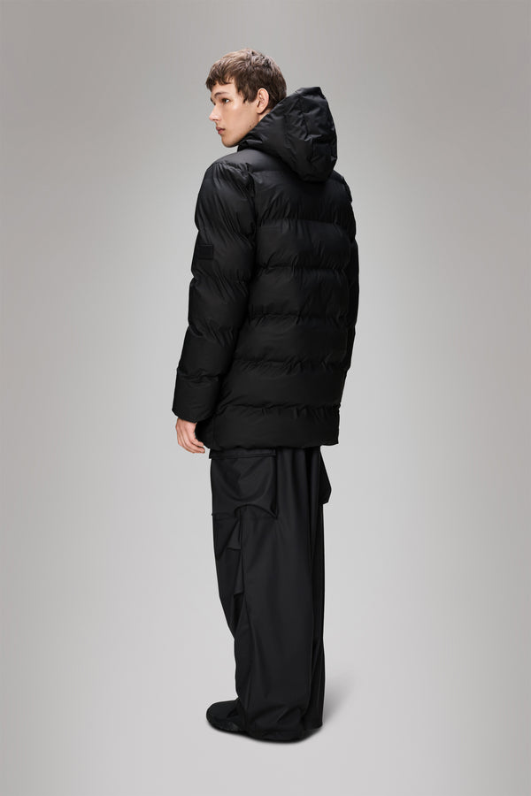 Rains Alta Long Puffer Cargo Jacket Black