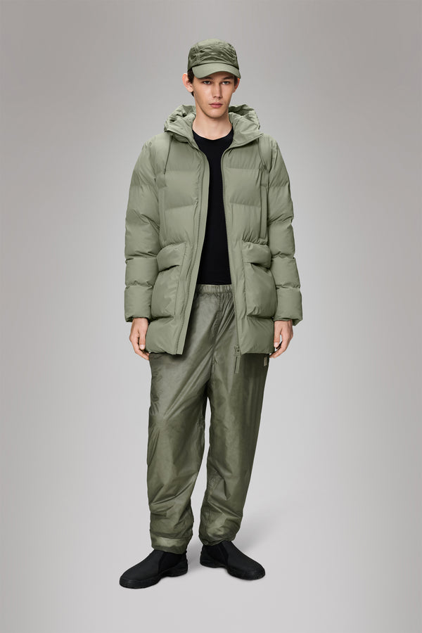 Rains Alta Long Puffer Cargo Jacket Drift