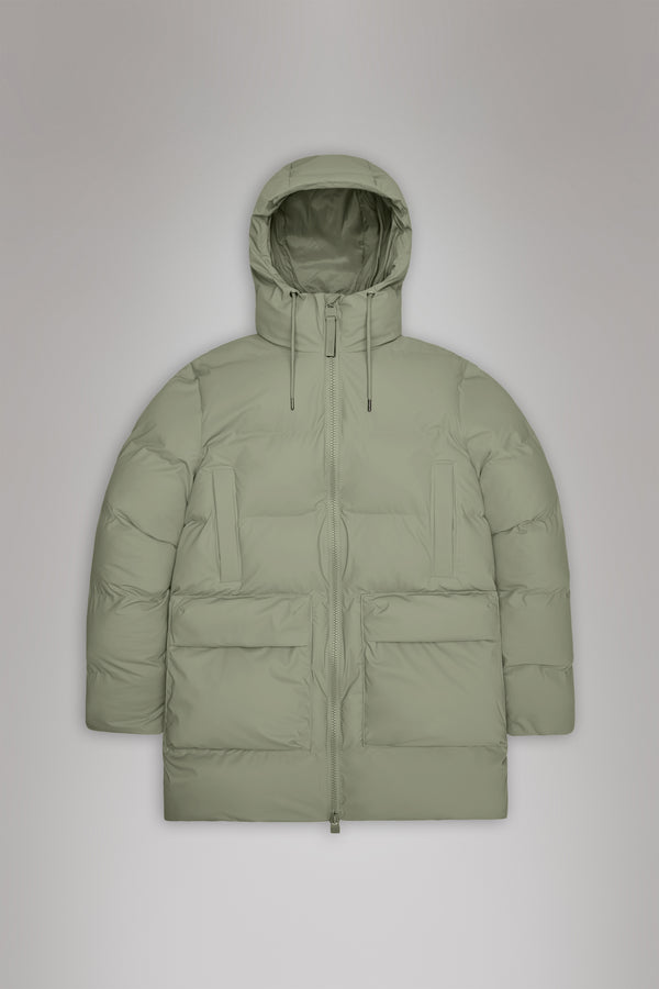 Rains Alta Long Puffer Cargo Jacket Drift
