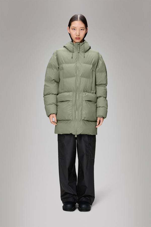 rains Alta Long Puffer Cargo Jacket Drift
