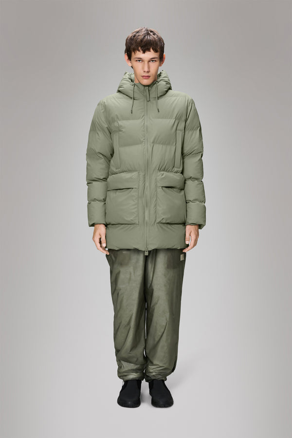 rains Alta Long Puffer Cargo Jacket Drift