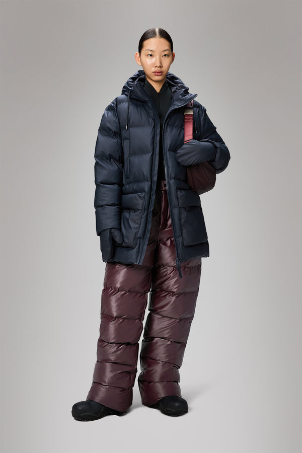 Rains Alta Long Puffer Cargo Jacket Navy