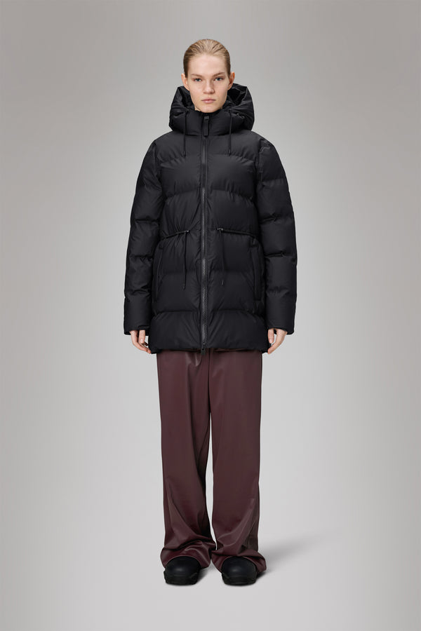 rains Alta Long Puffer String W Jacket Black