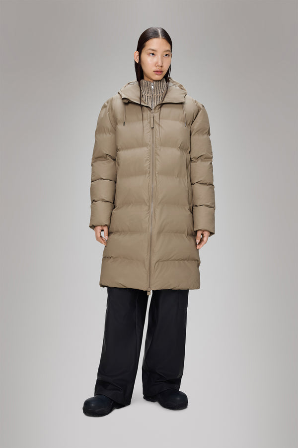 Rains Alta Longer Puffer Jacket Beige