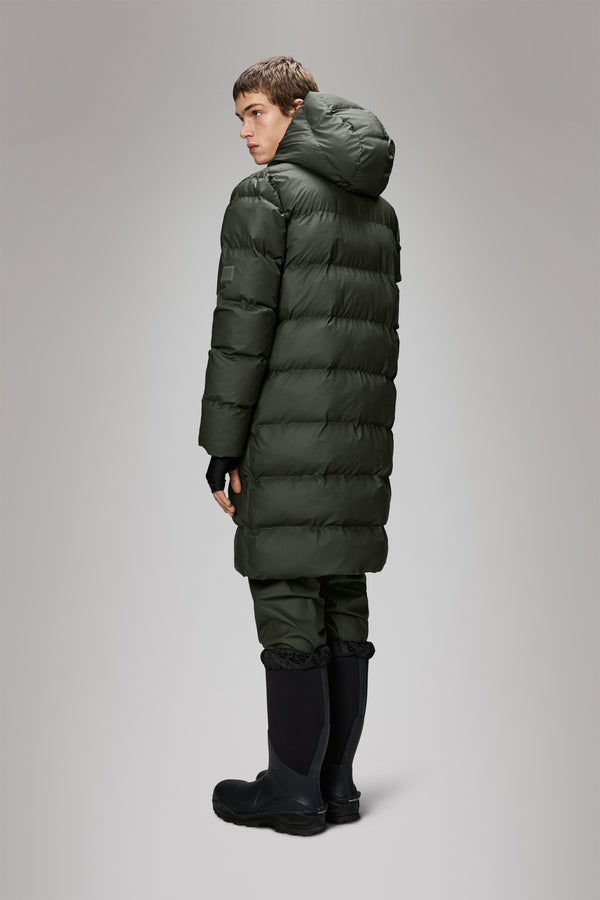 Rains Alta Longer Puffer Jacket Green