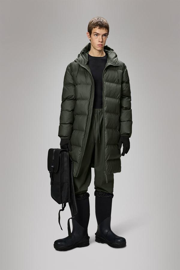 Rains Alta Longer Puffer Jacket Green