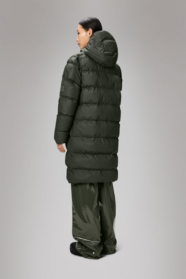 Rains Alta Longer Puffer Jacket Green
