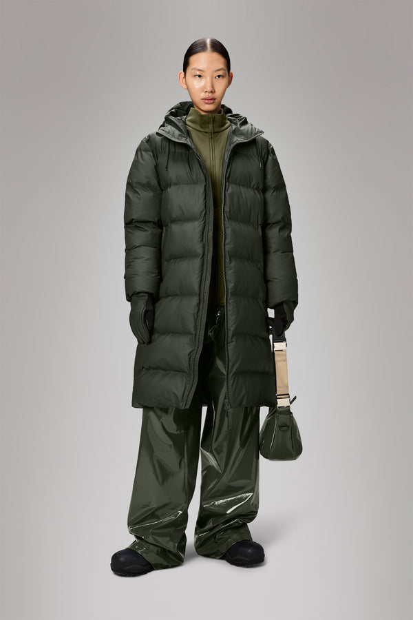 Rains Alta Longer Puffer Jacket Green