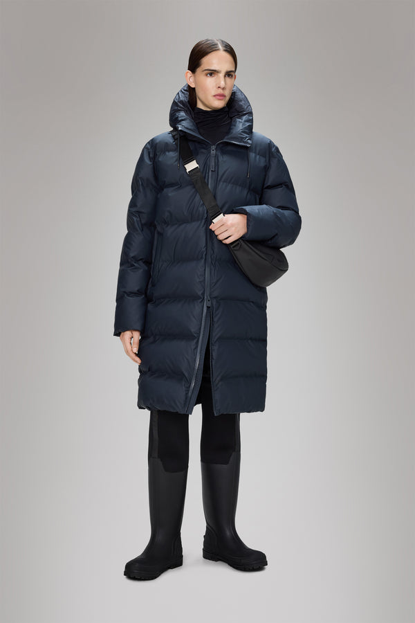 Rains Alta Longer Puffer Jacket Navy
