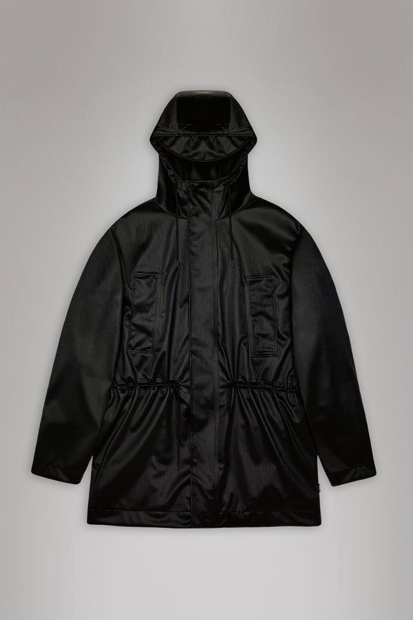 Rains Bold Long Jacket Black Grain