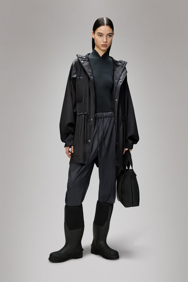 Rains Bold Long Jacket Black Grain
