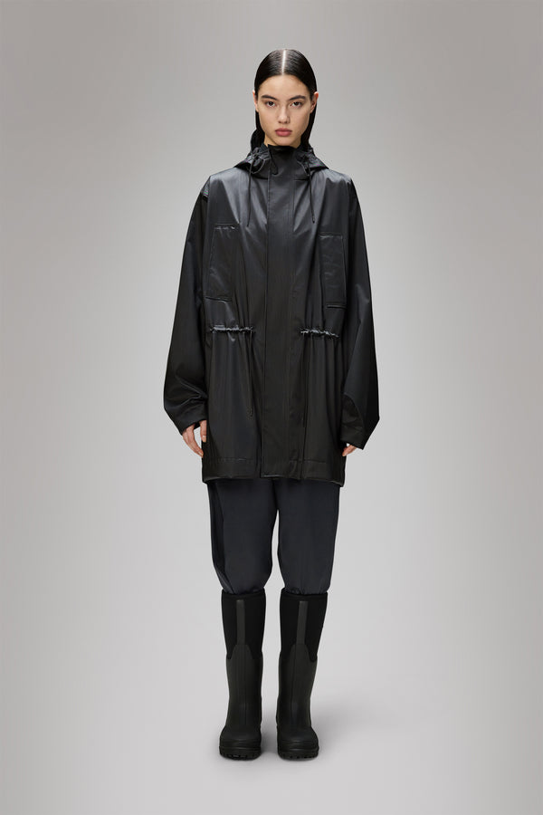 rains Bold Long Jacket Black Grain