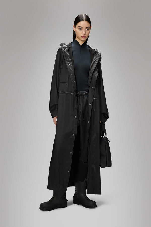 Rains Bold Longest Jacket Black Grain