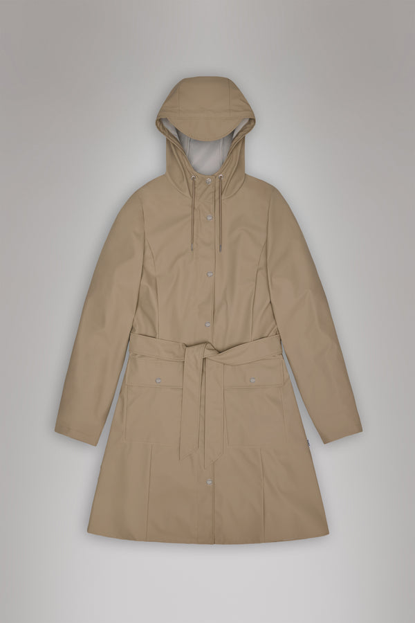 Rains Curve Long Jacket Beige