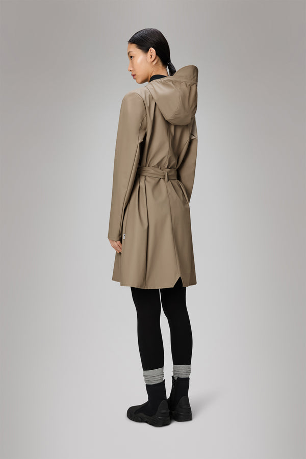 Rains Curve Long Jacket Beige
