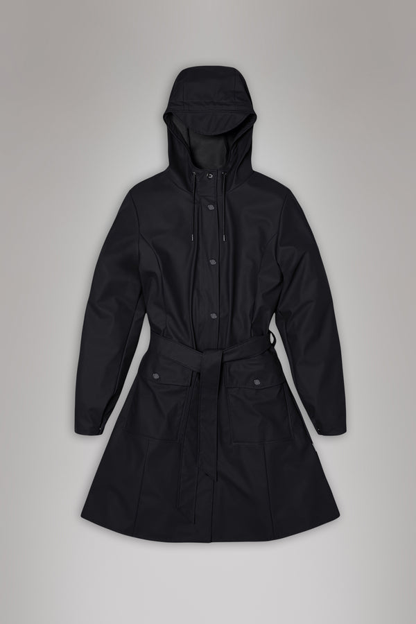 rains Curve Long Jacket Black