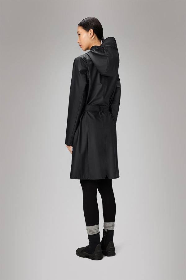 rains Curve Long Jacket Black