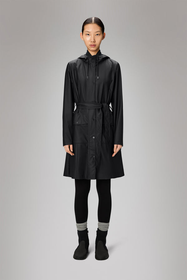 rains Curve Long Jacket Black