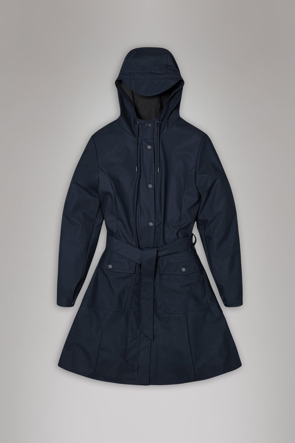Rains Curve Long Jacket Navy