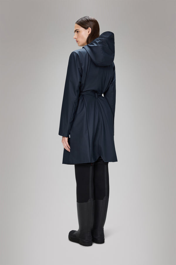 Rains Curve Long Jacket Navy