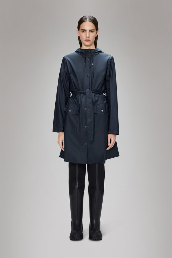 rains Curve Long Jacket Navy