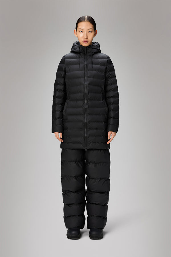 rains Lohja Long Puffer Curve Jacket Black
