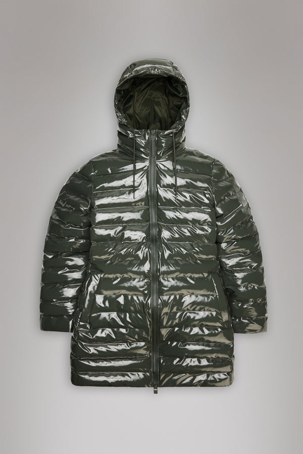 Rains Lohja Long Puffer Curve Jacket Swamp